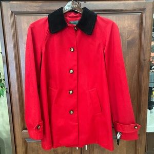 Lauren Ralph Lauren Red peacoat with black trim size small